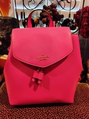 Kate Spade New York Bright Pink Saffiano Leather Backpack